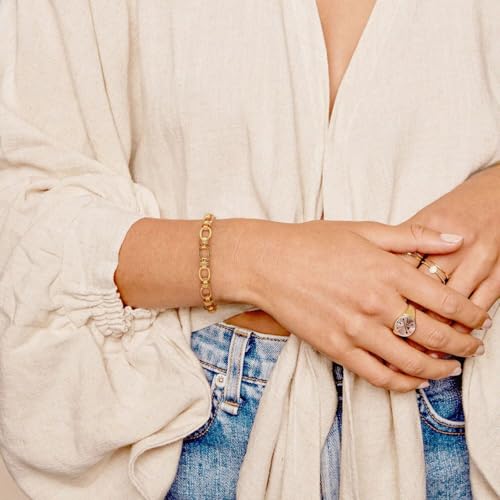 SOFYBJA Dainty 18K Gold Chunky Oval Chain Bracelet for Women Adjustable Link Bracelet Layering Jewelry - Image 3