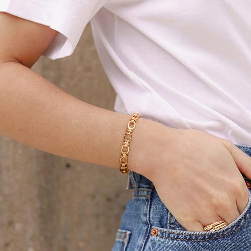 SOFYBJA Dainty 18K Gold Chunky Oval Chain Bracelet for Women Adjustable Link Bracelet Layering Jewelry - Image 2
