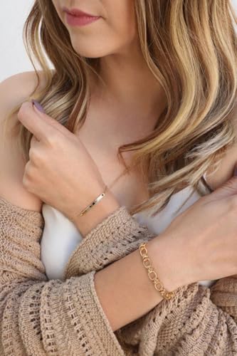 SOFYBJA Dainty 18K Gold Chunky Oval Chain Bracelet for Women Adjustable Link Bracelet Layering Jewelry - Image 5