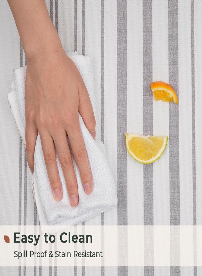 FRESHMINT 2 Piece Set Stripe Kitchen Mats for Floor Anti Fatigue Waterproof & Non-Skid Kitchen Rugs Cushioned Kitchen Mat for Standing Washable Comfort Desk Kitchen Runners, Gray - Image 4