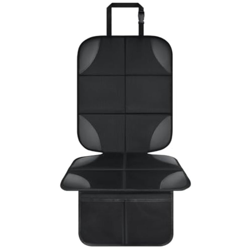 Car Seat Protector, Seat Protector for Baby Carseat with Thickest Padding, Waterproof Child Seat Protectors Under Car Seats Non-Slip Backing 2 Mesh Pockets Baby Pets Car Seat Cover Black1 - Image 1