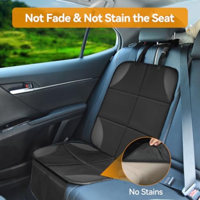 Car Seat Protector, Seat Protector for Baby Carseat with Thickest Padding, Waterproof Child Seat Protectors Under Car Seats Non-Slip Backing 2 Mesh Pockets Baby Pets Car Seat Cover Black1 - Image 5