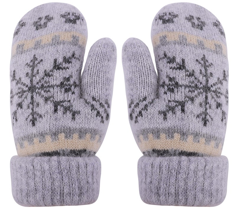 Mealah Winter Warm Mittens for Women Men - Soft-Double Layer-Snowflake Cold Weather Stretch Thick Lining Knitted Gloves - Image 1