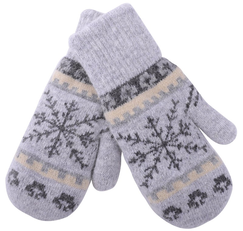 Mealah Winter Warm Mittens for Women Men - Soft-Double Layer-Snowflake Cold Weather Stretch Thick Lining Knitted Gloves - Image 5