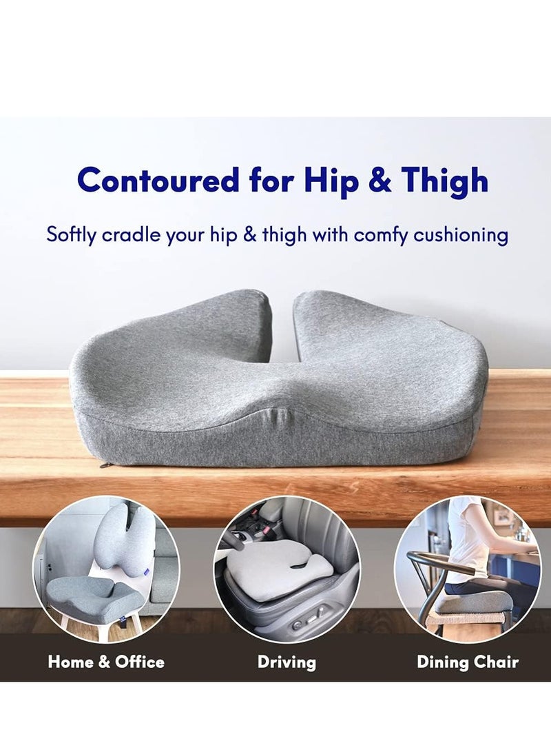 MIXDE Lab Patented Pressure Relief Seat Cushion for Long Sitting Hours on Office & Home Chair - Extra-Dense Memory Foam for Soft Support. Car Pad for Hip, Tailbone, Coccyx, Sciatica - Black - Image 3