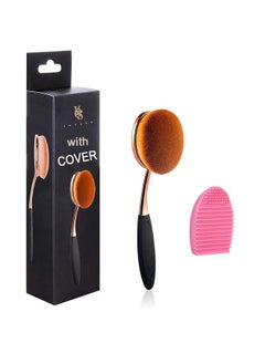 Yoseng Large Rose Gold Foundation Contour Round Toothbrush Dust Free Oval Makeup Brushes Ink Blending With Dustproof Cover Brush Egg Cleaner  - Image 1