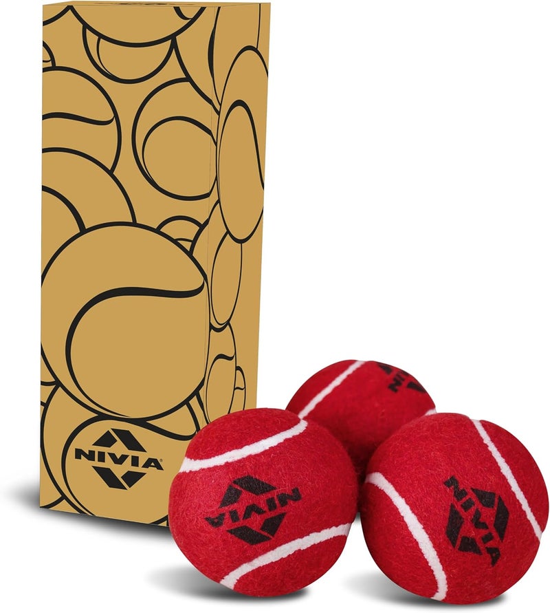 نيفيا كرات تنس كريكيت نيفيا ثقيلة الوزن – عبوة 3 قطع – عالية التحمل والارتداد للتدريب والمباريات - Image 1