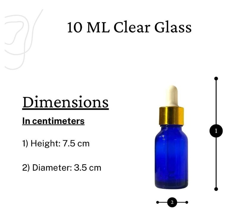 VOW 10 ML Blue Round Empty Glass Bottle Glass Dropper Gold Ring Silicone White Teat Refillable Reusable Leak Proof for Essential Oils PerfumesPack of 6 - Image 4