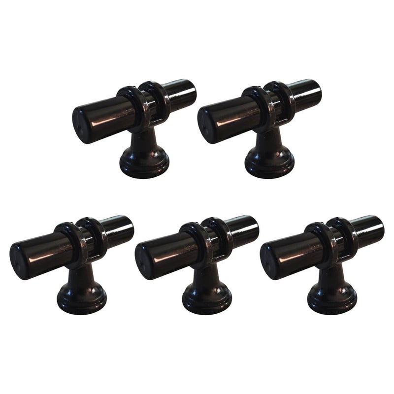 Cabinet Drawer Pulls Knobs, 5 Pieces Plastic Kitchen Hardware for Wardrobe Furniture Pull Handle with Mounting Screws (Black) - Image 1
