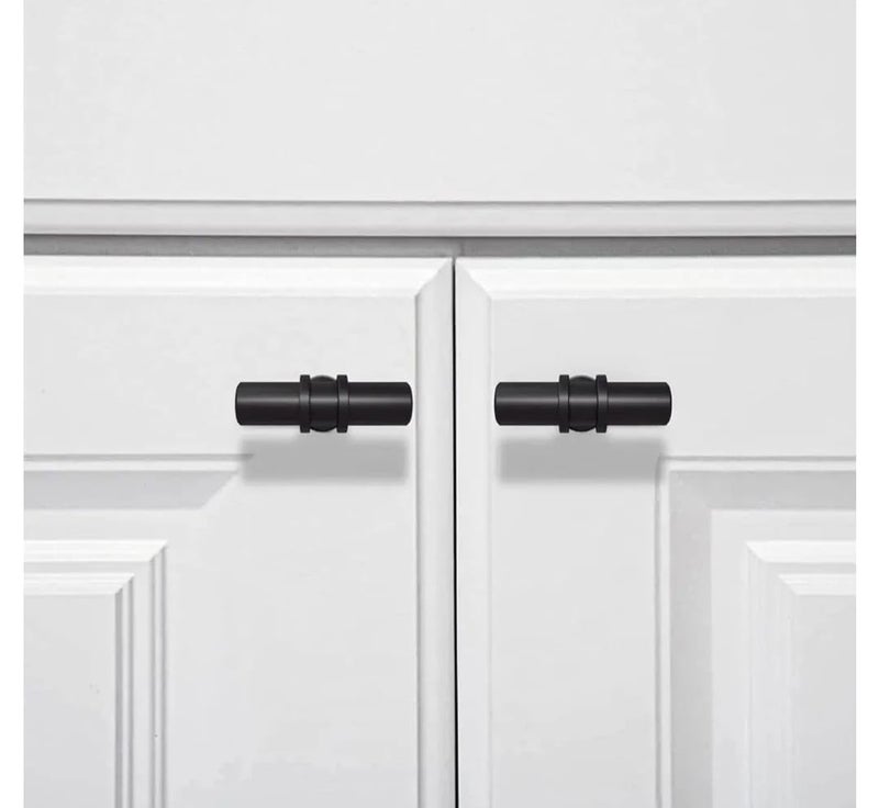 Cabinet Drawer Pulls Knobs, 5 Pieces Plastic Kitchen Hardware for Wardrobe Furniture Pull Handle with Mounting Screws (Black) - Image 2
