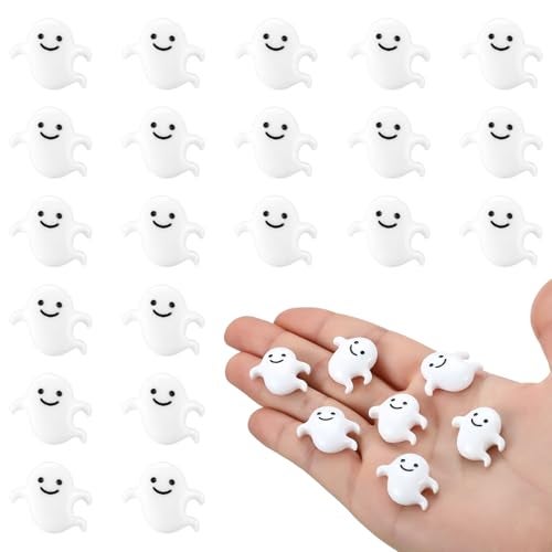 Giegxin 60 Pcs Halloween Miniatures Ghost Charms Flatback Mini Ghost Decoration Small Artificial Halloween DIY Craft for Party Dollhouse Hair Clips Vase Fillers AccessoriesWhite11inch - Image 1