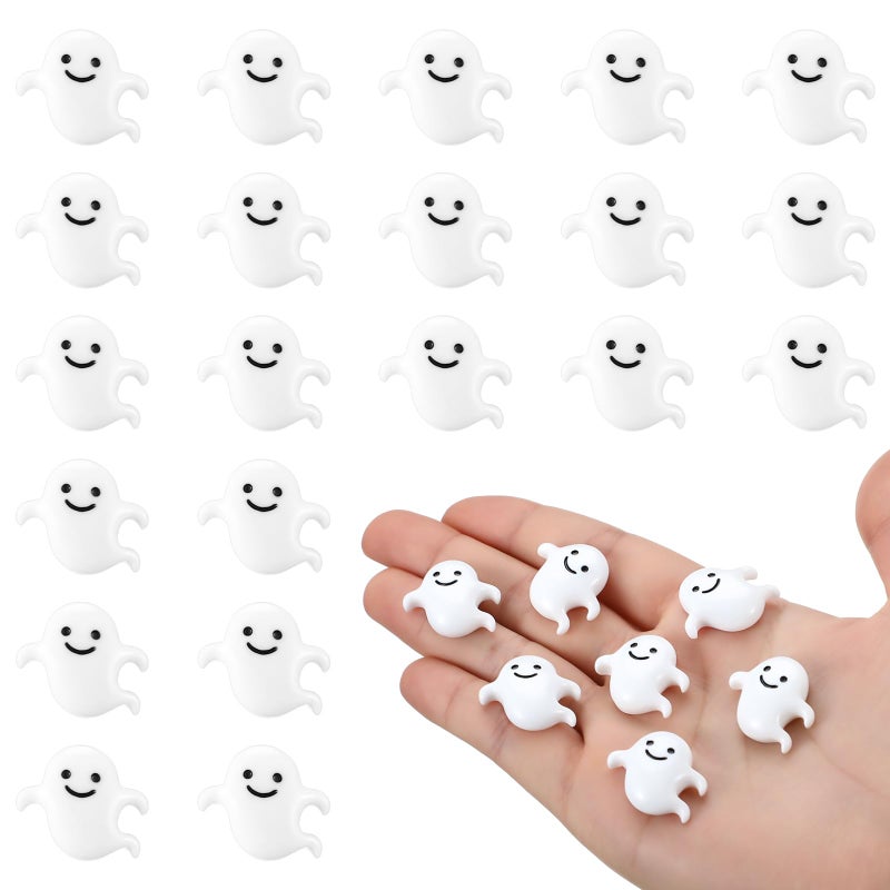 Giegxin 60 Pcs Halloween Miniatures Ghost Charms Flatback Mini Ghost Decoration Small Artificial Halloween DIY Craft for Party Dollhouse Hair Clips Vase Fillers AccessoriesWhite11inch - Image 2