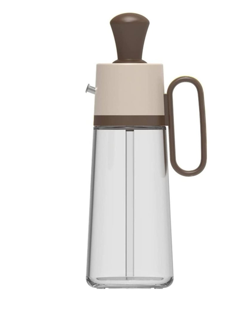 Kitchen Cooking 3 In 1 Silicone Dropper Measuring Oil,Dispenser Bottle Glass Olive Oil and Vinegar With Silicone Brush-Brown(630ml) - Image 1