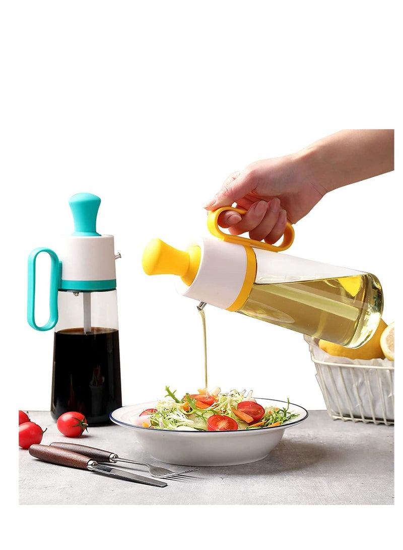 Kitchen Cooking 3 In 1 Silicone Dropper Measuring Oil,Dispenser Bottle Glass Olive Oil and Vinegar With Silicone Brush-Brown(630ml) - Image 4