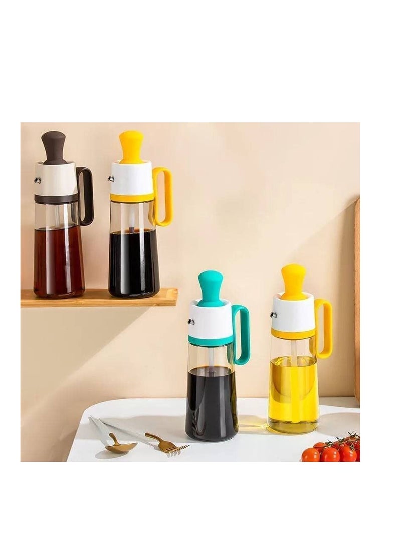 Kitchen Cooking 3 In 1 Silicone Dropper Measuring Oil,Dispenser Bottle Glass Olive Oil and Vinegar With Silicone Brush-Brown(630ml) - Image 3