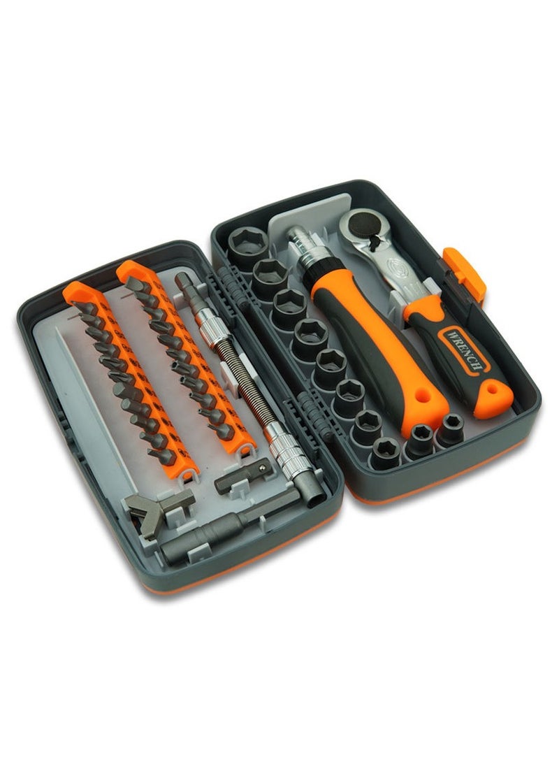 عام مجموعة مفك براغي متعدد الأغراض 38 في 1 مع مفك راتشيت، مخصصة للاستخدام المنزلي، وتشمل صندوق أدوات يحتوي على أدوات البراغي. - Image 3