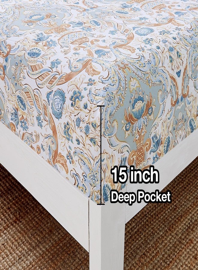 JSD Vintage Paisley Printed Sheet Set Full Size, 4 Piece Soft Pattern Microfiber Sheets Extra Deep Pocket - Image 4