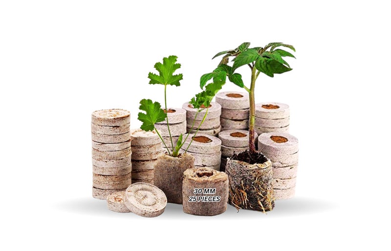 Halsey Coir Seed Germination Coin/Compressed Coconut Husk fibers for Gardening Seedling Tray (30 MM, Pack of 25PC) - Image 1