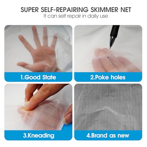 TidyMister 17.5'' Ultra Fine Mesh Pool Skimmer Net Rake for Sand Silt Pollen Debris - Super Extra Fine Nylon Cleaning Pool Net for Above Ground & In-ground Swimming Pools - Image 4