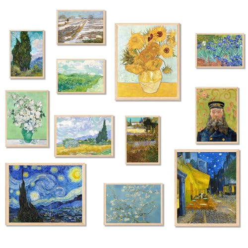 KBKBART Vintage Eclectic Wall Art Prints Set of 12 Abstract Eclectic Wall Decor Van Gogh Maximalist Famous Artist Painting Pictures Trendy Maximalism Poster for Aesthetic Unframed - Image 1