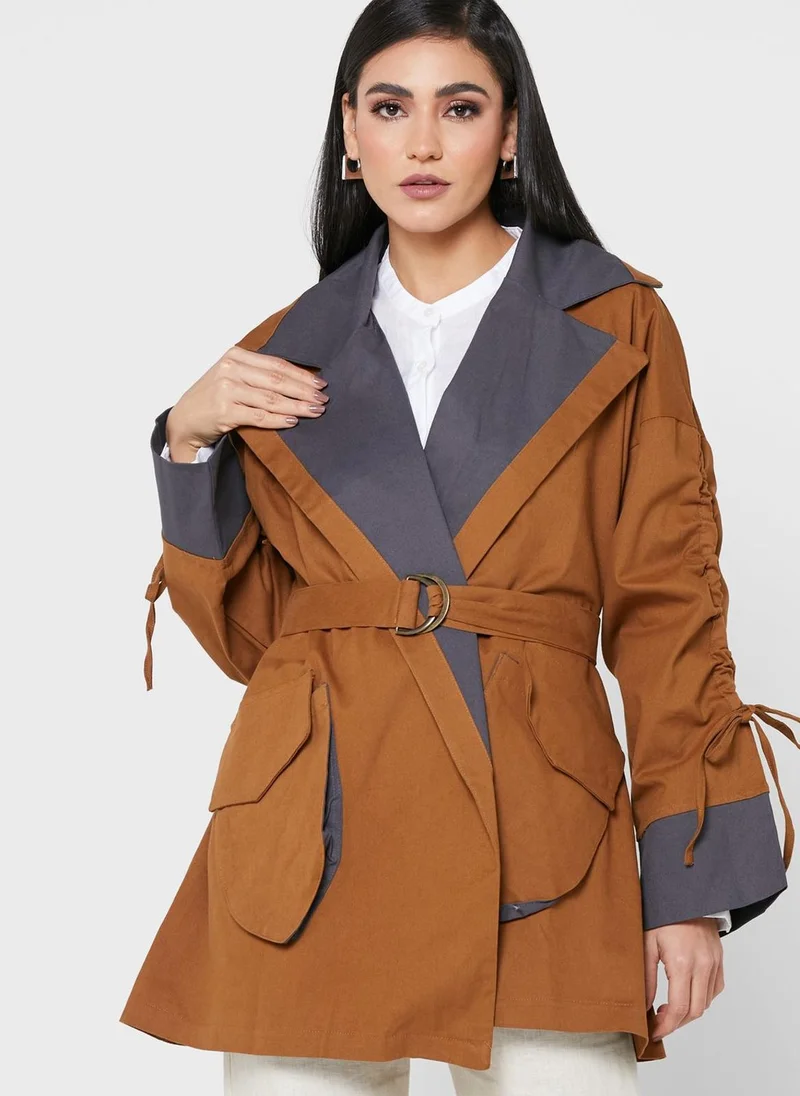 Desert Cove Belted Contrast Detail Jacket