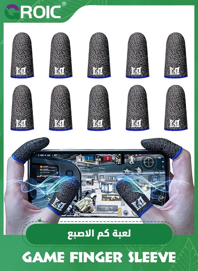 GROIC 5 Pair Finger Sleeve for Gaming,Seamless Thumb Finger Sleeve Silver Fiber Mobile Phone Gaming Finger Sleeves, Breathable & Sweatproof, for League of Legend, Pubg, Rules of Survival, Knives Out - Image 1