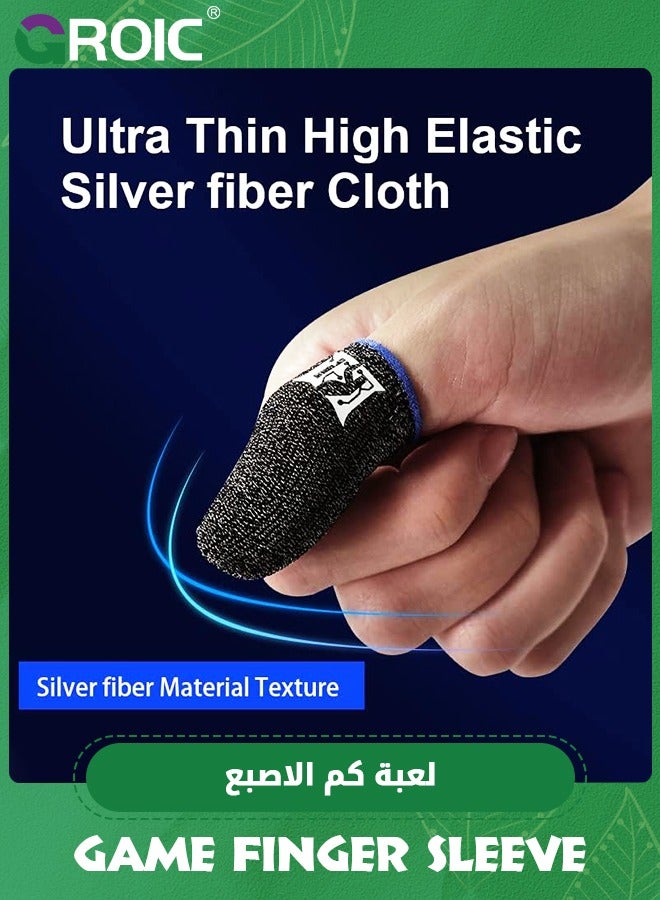 GROIC 5 Pair Finger Sleeve for Gaming,Seamless Thumb Finger Sleeve Silver Fiber Mobile Phone Gaming Finger Sleeves, Breathable & Sweatproof, for League of Legend, Pubg, Rules of Survival, Knives Out - Image 2