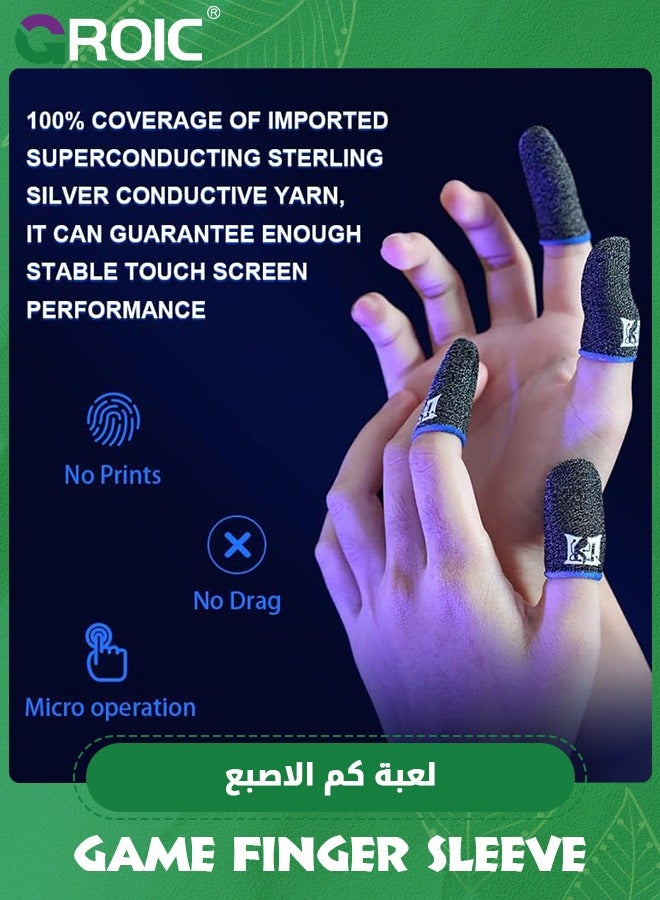 GROIC 5 Pair Finger Sleeve for Gaming,Seamless Thumb Finger Sleeve Silver Fiber Mobile Phone Gaming Finger Sleeves, Breathable & Sweatproof, for League of Legend, Pubg, Rules of Survival, Knives Out - Image 3