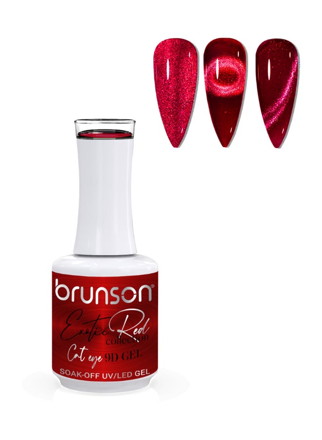 brunson Exotic Red 9D Cat Eye Magnetic Soak Off UV/LED Gel Polish  BER9D02 - Image 1
