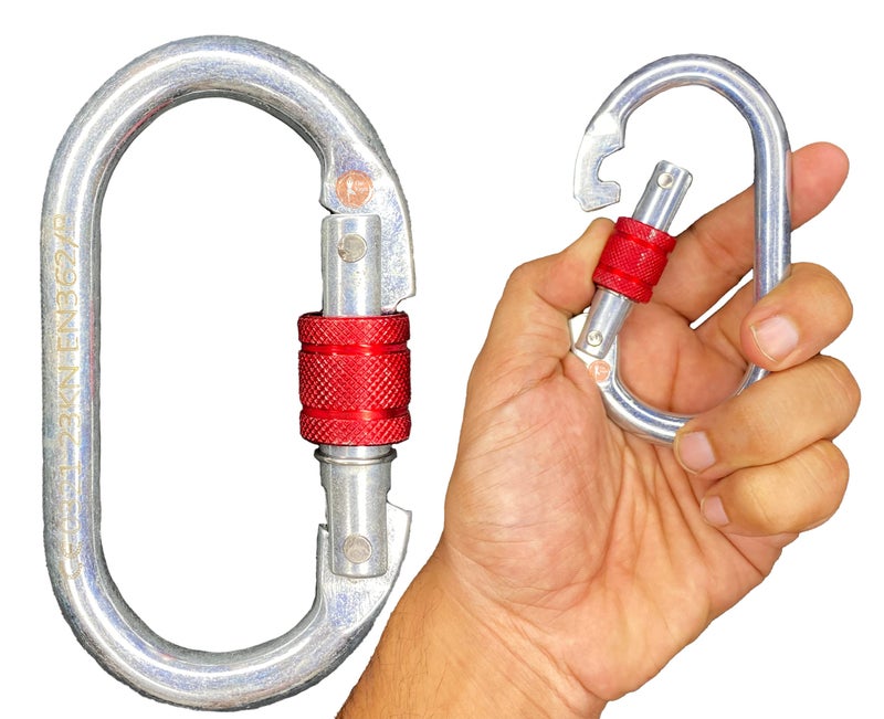The Yogis Stainless Steel Snap Hook Carabiner Screw 10mm for Chains, Ropes, Camping, Hiking, Climbing, Rigging, Connecting Link Mountaineering Climbing Carabiner Steel Screw Lock 23KN Set of 2 - Image 4