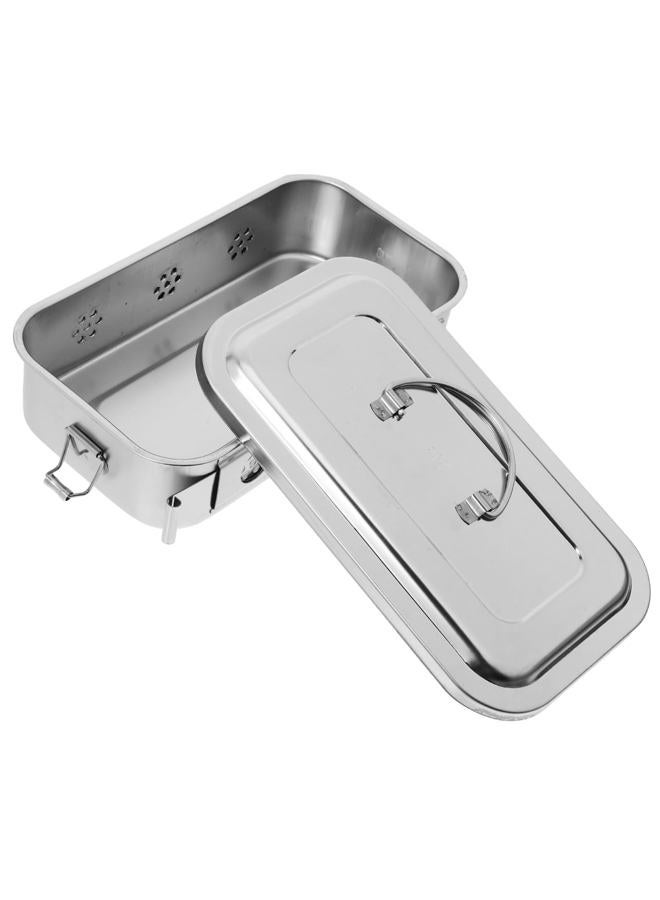 NIYANGLE Stainless Steel Medical Storage Case with Lid and Holes Utility Tray for Doctor Tools for Organizing Instruments and Supplies - Image 1
