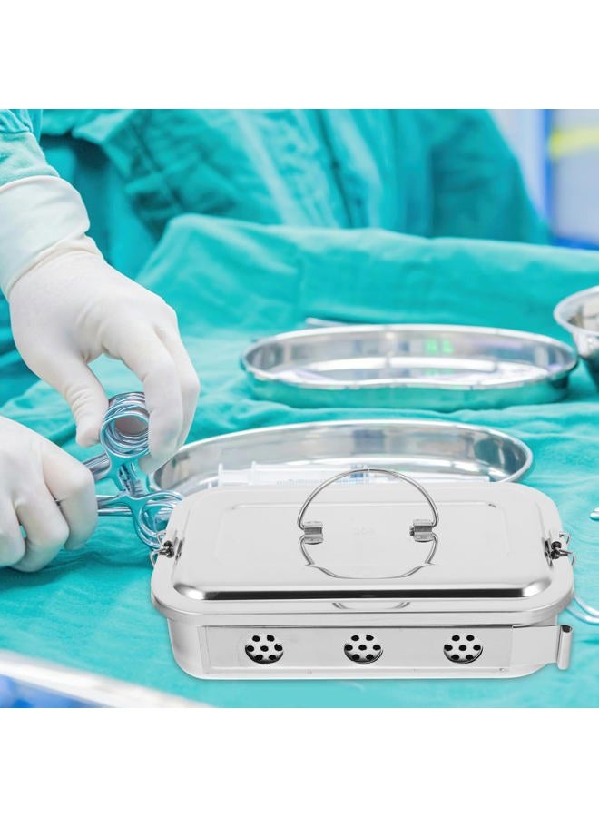 NIYANGLE Stainless Steel Medical Storage Case with Lid and Holes Utility Tray for Doctor Tools for Organizing Instruments and Supplies - Image 4