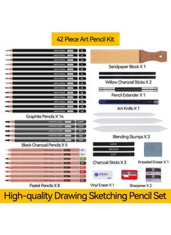 Drawing Sketching Pencil Set, 42 Pack Pro Art Pencil Kit With Graphite Pencils (14B-4H), Charcoal Pencil, Ideal For Shading, Blending, Drawing Set For Beginners & Pro Artists - pzsku/Z24E6CE9223880888742CZ/45/_/1734348250/bface0d8-1f68-4086-9d93-0b16d48ff8c6