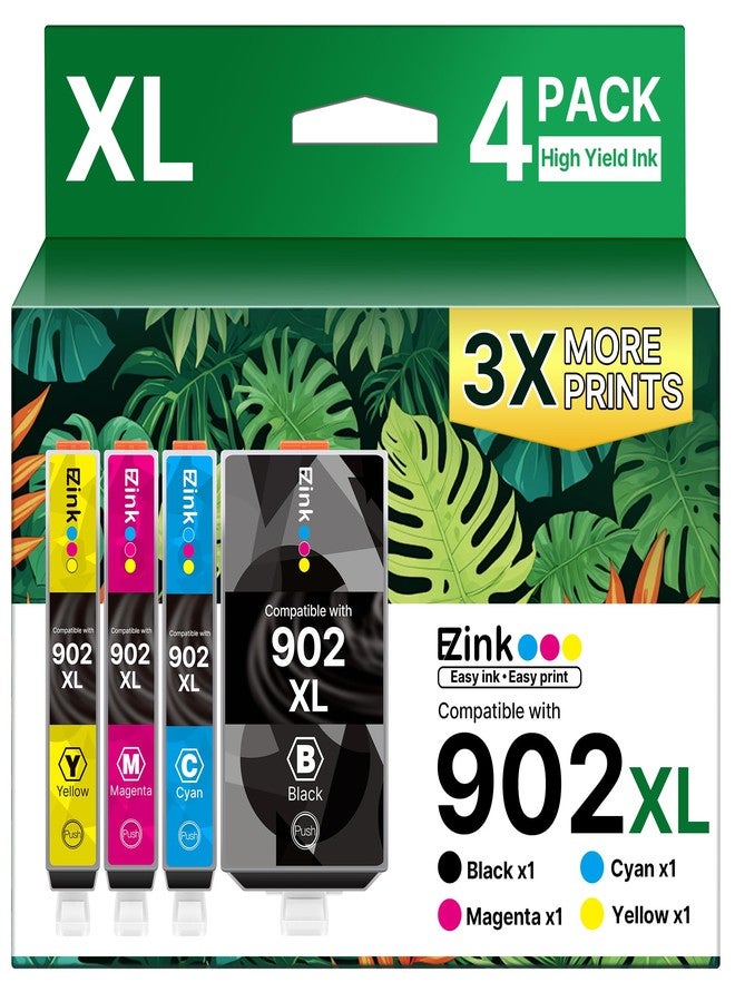E-Z Ink Compatible 902XL Ink Cartridges for HP Printers Replacement for HP 902XL Ink Cartridges Combo Pack to use with Officejet Pro 6978 6968 6960 6975 Officejet 6951 6954 6956 6958 Printer(4 Pack) - Image 1