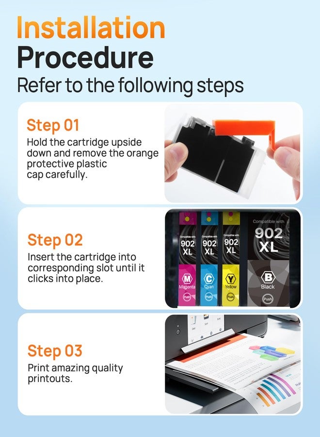 E-Z Ink Compatible 902XL Ink Cartridges for HP Printers Replacement for HP 902XL Ink Cartridges Combo Pack to use with Officejet Pro 6978 6968 6960 6975 Officejet 6951 6954 6956 6958 Printer(4 Pack) - Image 5