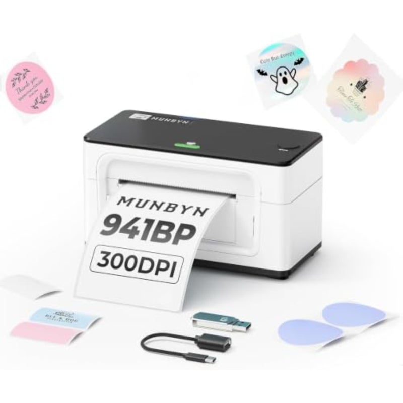 Small business Bluetooth label printer, 4x6 thermal printer, 300DPI, white plastic housing, fast wireless printing for UPS DHL Amazon shipping labels, compatible with iOS Android Mac Windows Chromebook - Image 1
