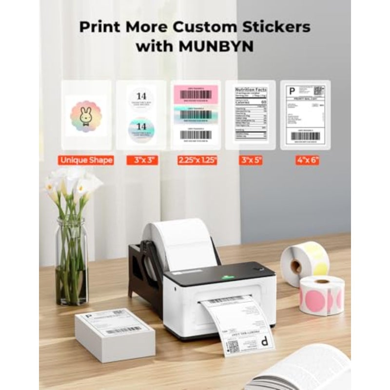 Small business Bluetooth label printer, 4x6 thermal printer, 300DPI, white plastic housing, fast wireless printing for UPS DHL Amazon shipping labels, compatible with iOS Android Mac Windows Chromebook - Image 3