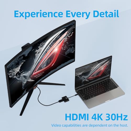QZ [HDMI 4K + USB-C + USB] QZ USB-C Hub with HDMI 4K, Dual Alternate USB Type-C Port with Power Delivery 100W or Data Transfer 5Gbps for USB-C PC, Laptop and Phones - Image 4