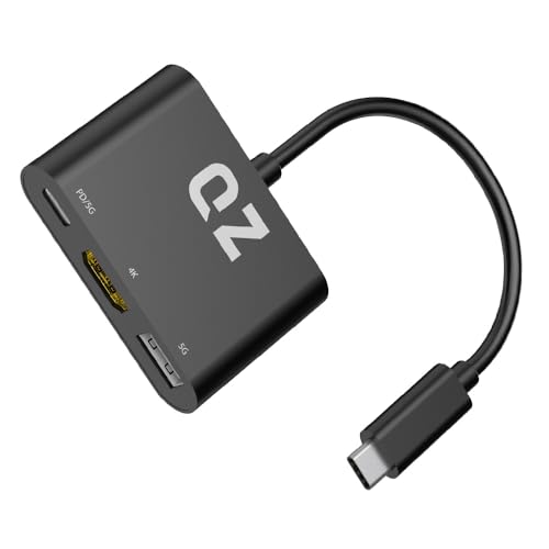 QZ [HDMI 4K + USB-C + USB] QZ USB-C Hub with HDMI 4K, Dual Alternate USB Type-C Port with Power Delivery 100W or Data Transfer 5Gbps for USB-C PC, Laptop and Phones - Image 1