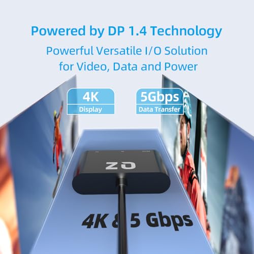 QZ [HDMI 4K + USB-C + USB] QZ USB-C Hub with HDMI 4K, Dual Alternate USB Type-C Port with Power Delivery 100W or Data Transfer 5Gbps for USB-C PC, Laptop and Phones - Image 2