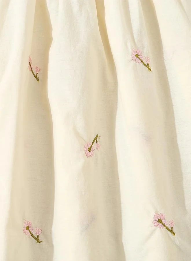 Take Two Take Two Girls Cream Cotton Embroidered Lace Trim Dress