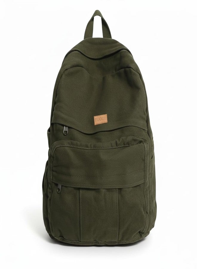 FUOCO Laptop Backpack for Women Men - College School Bag with Bottle Holder for Boys Girls- Stylish Canvas Travel Backpacker for Students Office Casual Use - Image 1