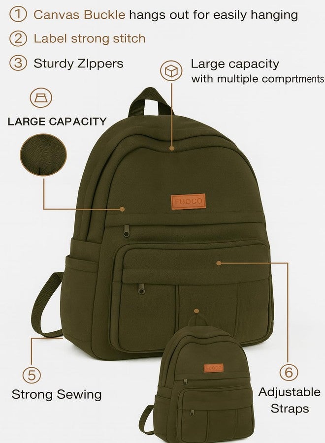 FUOCO Laptop Backpack for Women Men - College School Bag with Bottle Holder for Boys Girls- Stylish Canvas Travel Backpacker for Students Office Casual Use - Image 5