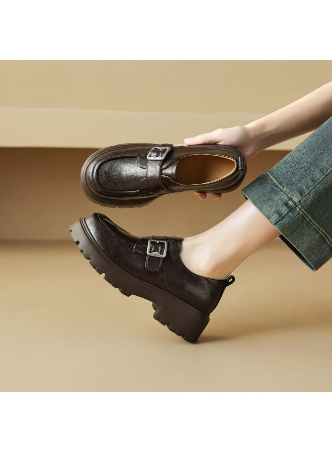 AME Square Toe Buckle Strap Loafers 2025 New Platform Flats For Women - Image 2