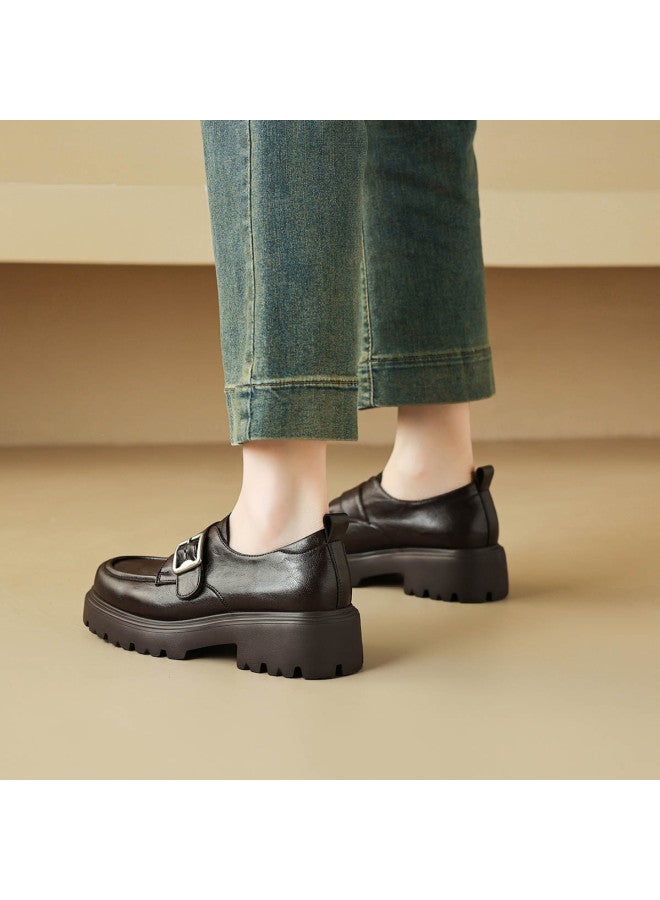 AME Square Toe Buckle Strap Loafers 2025 New Platform Flats For Women - Image 3
