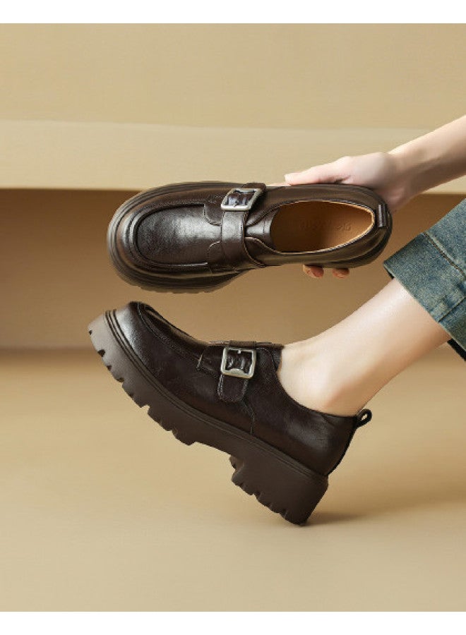 AME Square Toe Buckle Strap Loafers 2025 New Platform Flats For Women - Image 1