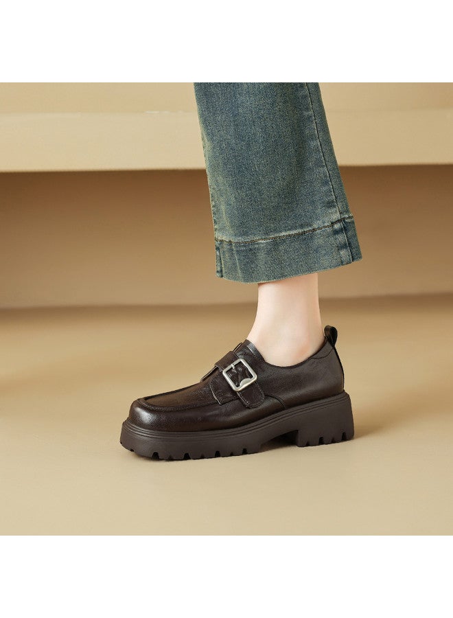 AME Square Toe Buckle Strap Loafers 2025 New Platform Flats For Women - Image 5