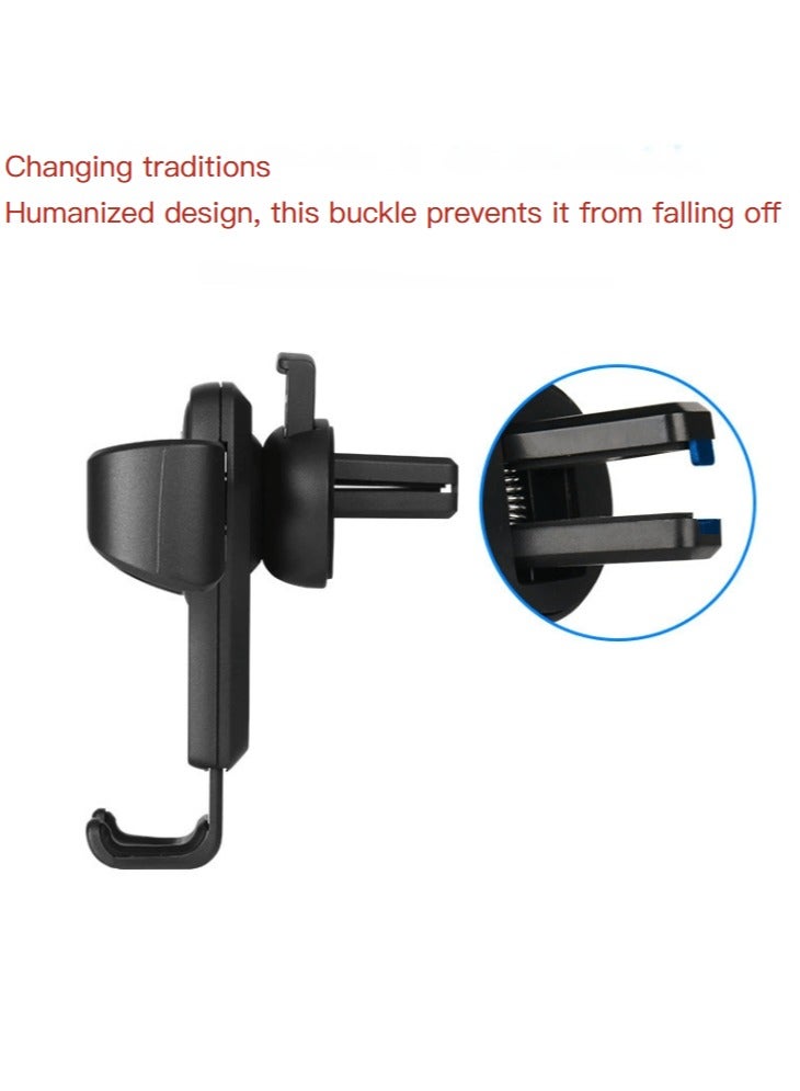 general Car mobile phone holder Car gravity metal support frame Snap-on multi-function air outlet navigation frame, 4-6 inch mobile phones can be used - black - Image 5