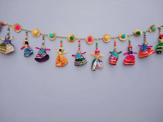 Sellplus Puppet with Gota Chakri Colorful Beads Bandhanwar for Home DecorationGanesh Chaturthi All Festival Decor