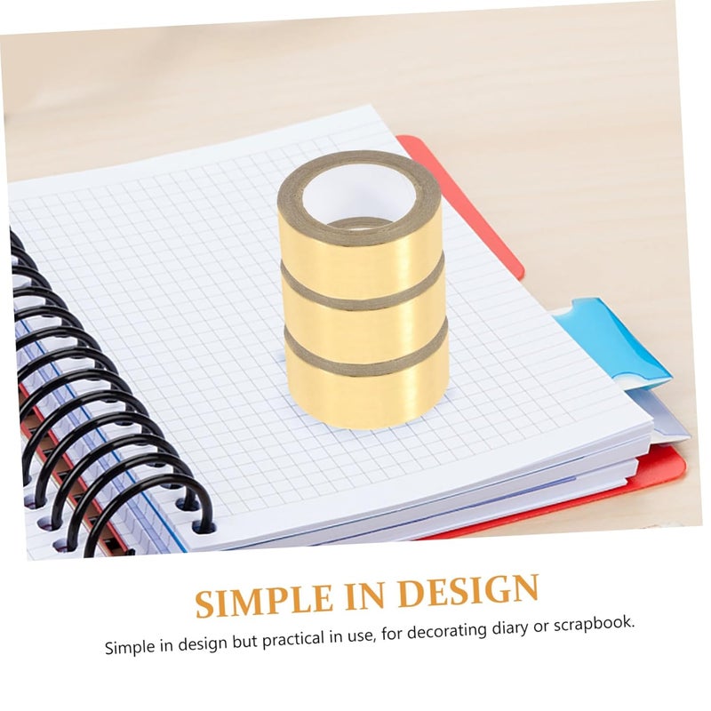 Golden Japanese Washi Tape 3 Rolls Unfading Decorative Craft Tape for Scrapbooking Journal - Image 3